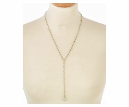 Y-Halskette 925 Silber/vergoldet mit Chalcedonen meeresgrün