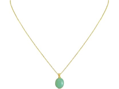 Collier/Kugelkette 925 Silber/vergoldet mit Chalcedon meeresgrün