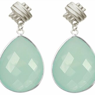 Ohrstecker 925 Silber mit Chalcedon-Tropfen meeresgrün