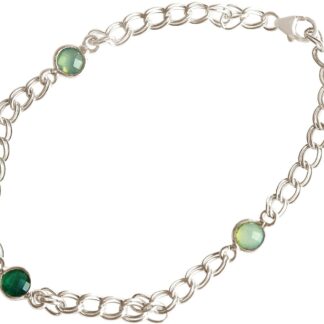 Armband 925 Silber mit Smaragd und 2 Chalcedonen meeresgrün
