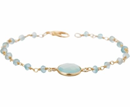 Armband 925 Silber/vergoldet mit Chalcedonen meeresgrün