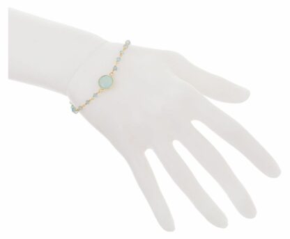 Armband 925 Silber/vergoldet mit Chalcedonen meeresgrün