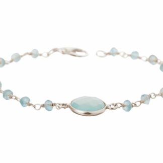 Armband 925 Silber mit Chalcedonen in meeresgrün