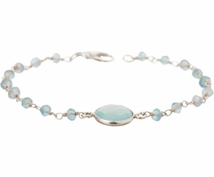 Armband 925 Silber mit Chalcedonen in meeresgrün