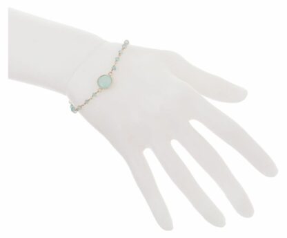 Armband 925 Silber mit Chalcedonen in meeresgrün