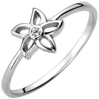 Ring "Blume" 925 Silber mit Zirkonia weiß