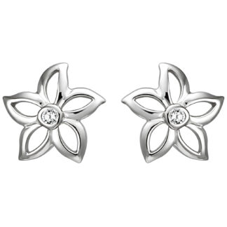 Ohrstecker "Blume" 925 Silber mit 2 Zirkonia weiß facettiert