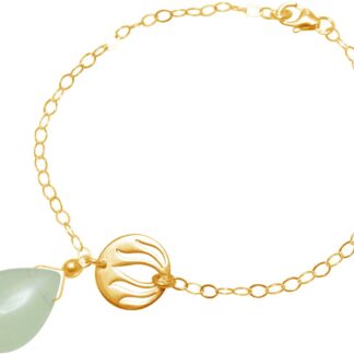 Armband 925 Silber/vergoldet mit Lotus-Blume und Chalcedon-Tropfen