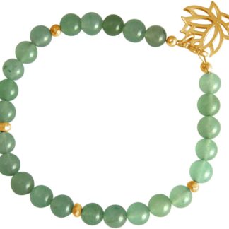 Jade-Armband grün mit "Lotus" 925 Silber/vergoldet