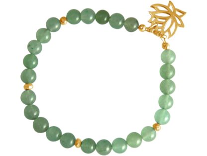Jade-Armband grün mit "Lotus" 925 Silber/vergoldet