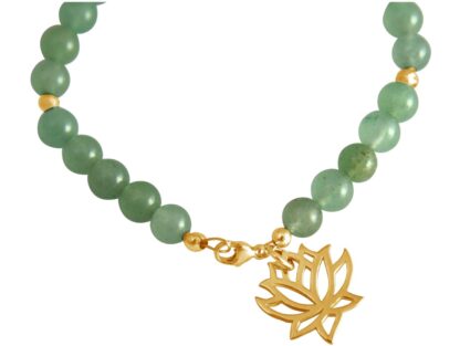 Jade-Armband grün mit "Lotus" 925 Silber/vergoldet