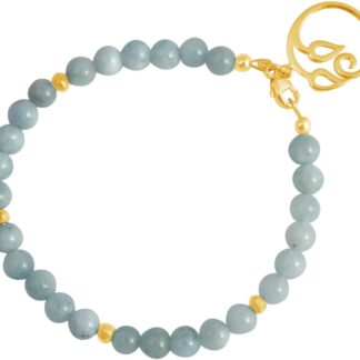 Aquamarin-Armband mit Lotus-Blume 925 Silber/vergoldet