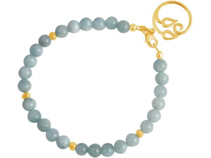 Aquamarin-Armband mit Lotus-Blume 925 Silber/vergoldet