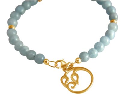 Aquamarin-Armband mit Lotus-Blume 925 Silber/vergoldet