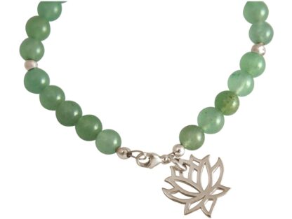 Armband mit Jade grün und Lotus-Blume 925 Silber