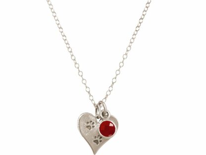 Collier "Herz mit Pfötchen" 925 Silber und Rubin