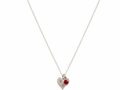 Collier "Herz mit Pfötchen" 925 Silber und Rubin