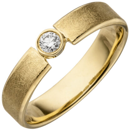 Ring 585 Gelbgold/teileismatt mit Brillant 0,10 ct.