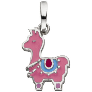 Kinder Anhänger "Lama" 925 Silber mit Lack rosa