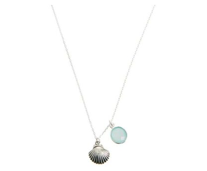 Collier „Muschel“ 925 Silber mit Chalcedon seegrün – Bild 3