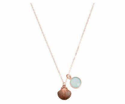 Collier "Muschel" 925 Silber/rosévergoldet mit Chalcedon seegrün