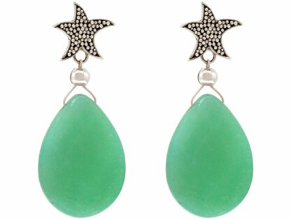 Ohrstecker „Seestern“ 925 Silber mit Jade seegrün
