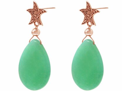 Ohrstecker "Seestern" 925 Silber/rosévergoldet mit Jade seegrün