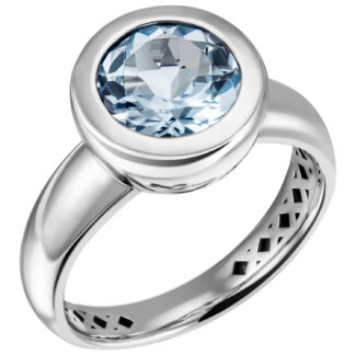 Ring 925 Silber mit Blautopas rund gefasst