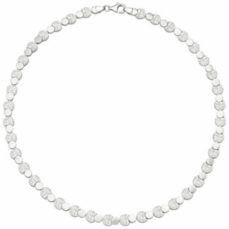 Collier mit Kreis-Plättchen 925 Silber/teilgehämmert