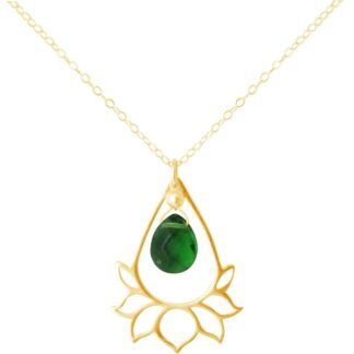 Collier "Lotus-Blume" 925 Silber/vergoldet mit Turmalin grün
