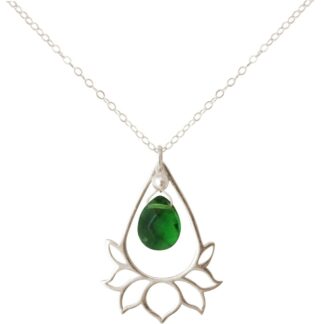Collier "Lotus-Blume" 925 Silber mit Turmalin grün
