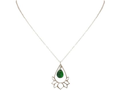 Collier "Lotus-Blume" 925 Silber mit Turmalin grün