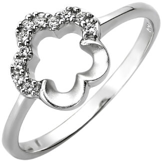 Ring "Blume" 925 Silber mit 11 Zirkonia weiß