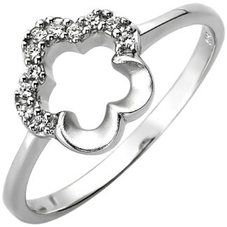 Ring "Blume" 925 Silber mit 11 Zirkonia weiß