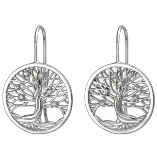 Ohrhaken "Lebensbaum" 925 Silber mit 14 Zirkonia weiß
