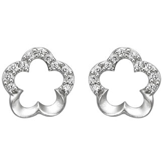 Ohrstecker "Blume" 925 Silber mit 22 Zirkonia weiß