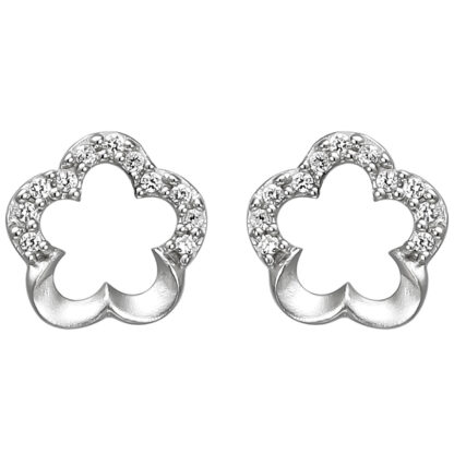 Ohrstecker "Blume" 925 Silber mit 22 Zirkonia weiß
