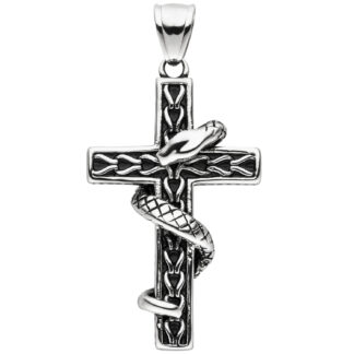 Anhänger "Kreuz mit Schlange" Edelstahl