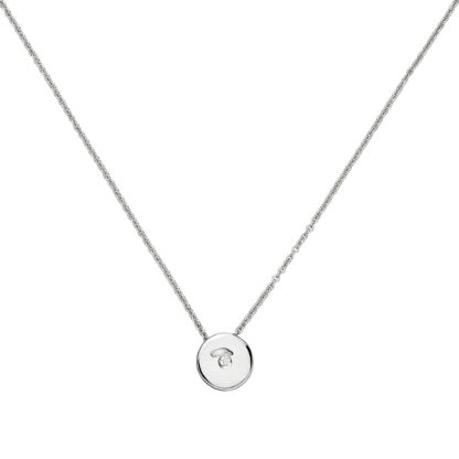 Collier/Ankerkette mit Anhänger rund 925 Silber und Zirkonia weiß