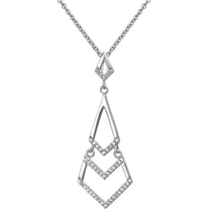 Collier "Fächer abstrakt" 925 Silber mit Zirkonia weiß