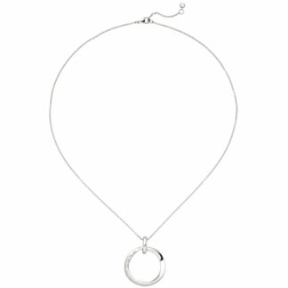 Collier mit Anhänger rund 925 Silber und 10 Zirkonia weiß