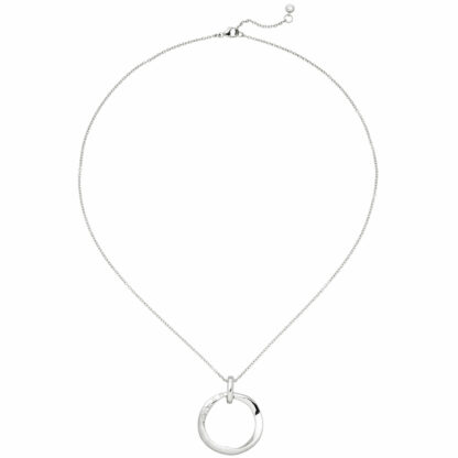 Collier mit Anhänger rund 925 Silber und 10 Zirkonia weiß