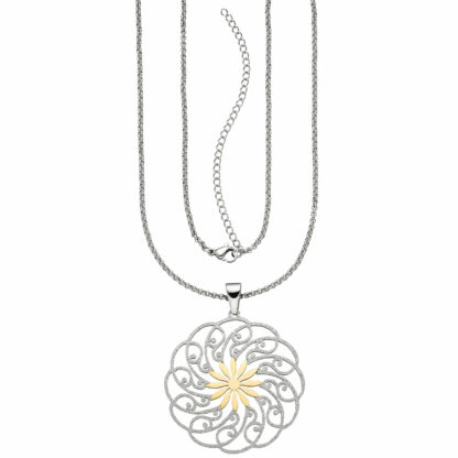 Collier "Blume" Edelstahl/PVD gelbgoldfarben mit Glitzer