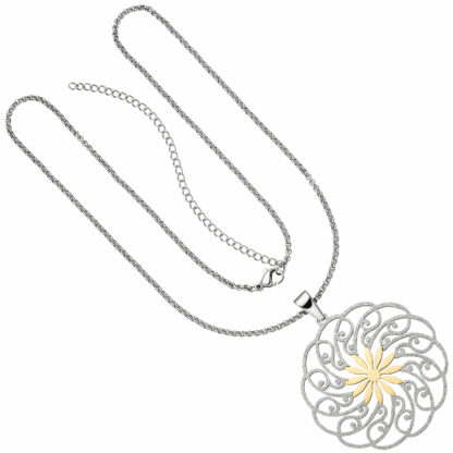 Collier "Blume" Edelstahl/PVD gelbgoldfarben mit Glitzer