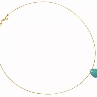 Collier vergoldet mit Jade-Tropfen hellblau