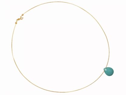 Collier vergoldet mit Jade-Tropfen hellblau