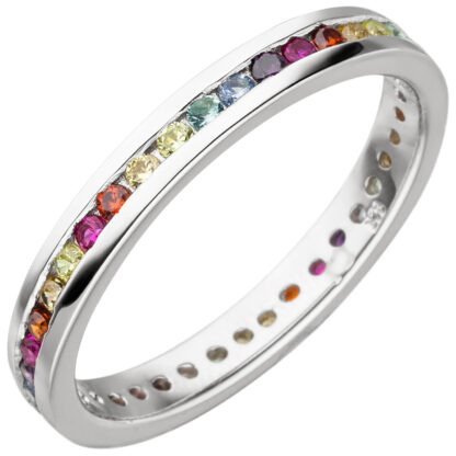 Memoire-Ring 925 Silber mit Zirkonia multicolor