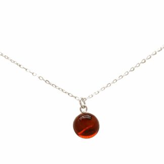 Collier 925 Silber mit Bernstein-Cabochon