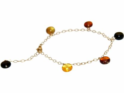 Glieder-Armband vergoldet mit Bernsteinen Multicolor