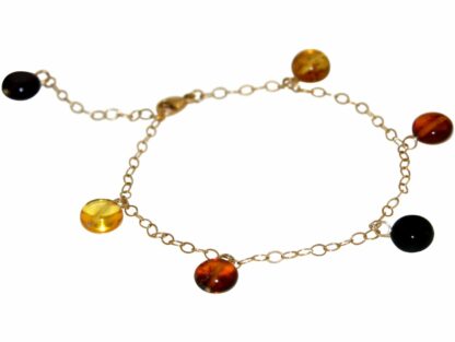 Glieder-Armband vergoldet mit Bernsteinen Multicolor